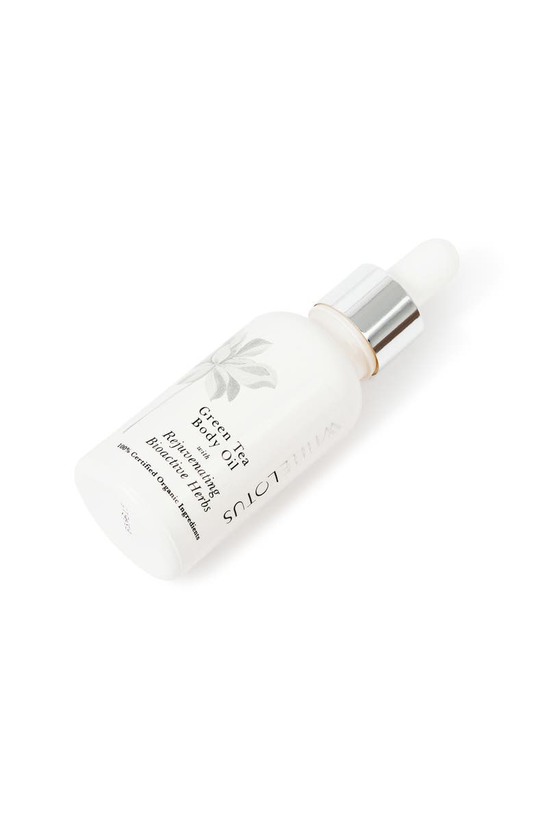 White Lotus Beauty Green Tea Body Oil With Rejuvenating Bioactive Herbs, Alternate, color, Green Tea Oil