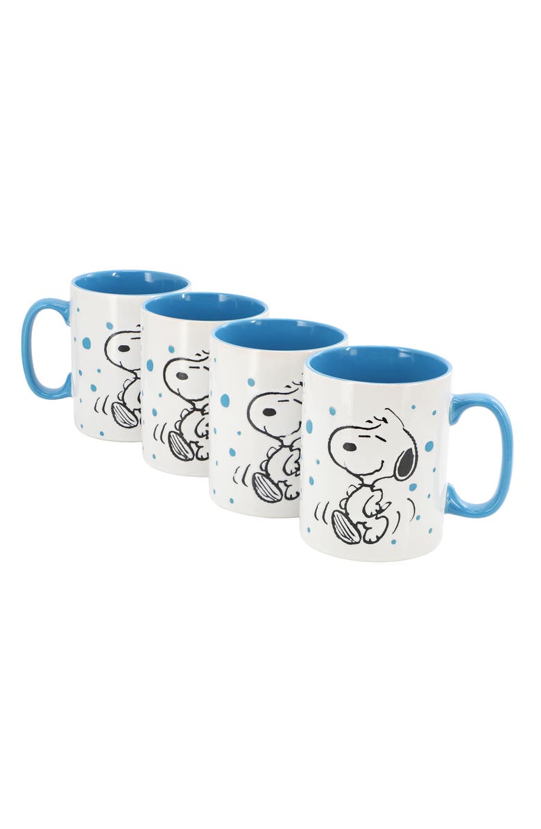 Gibson Freckled Joy Snoopy 17 Ounce Stoneware Mug Set, Main, color, Blue
