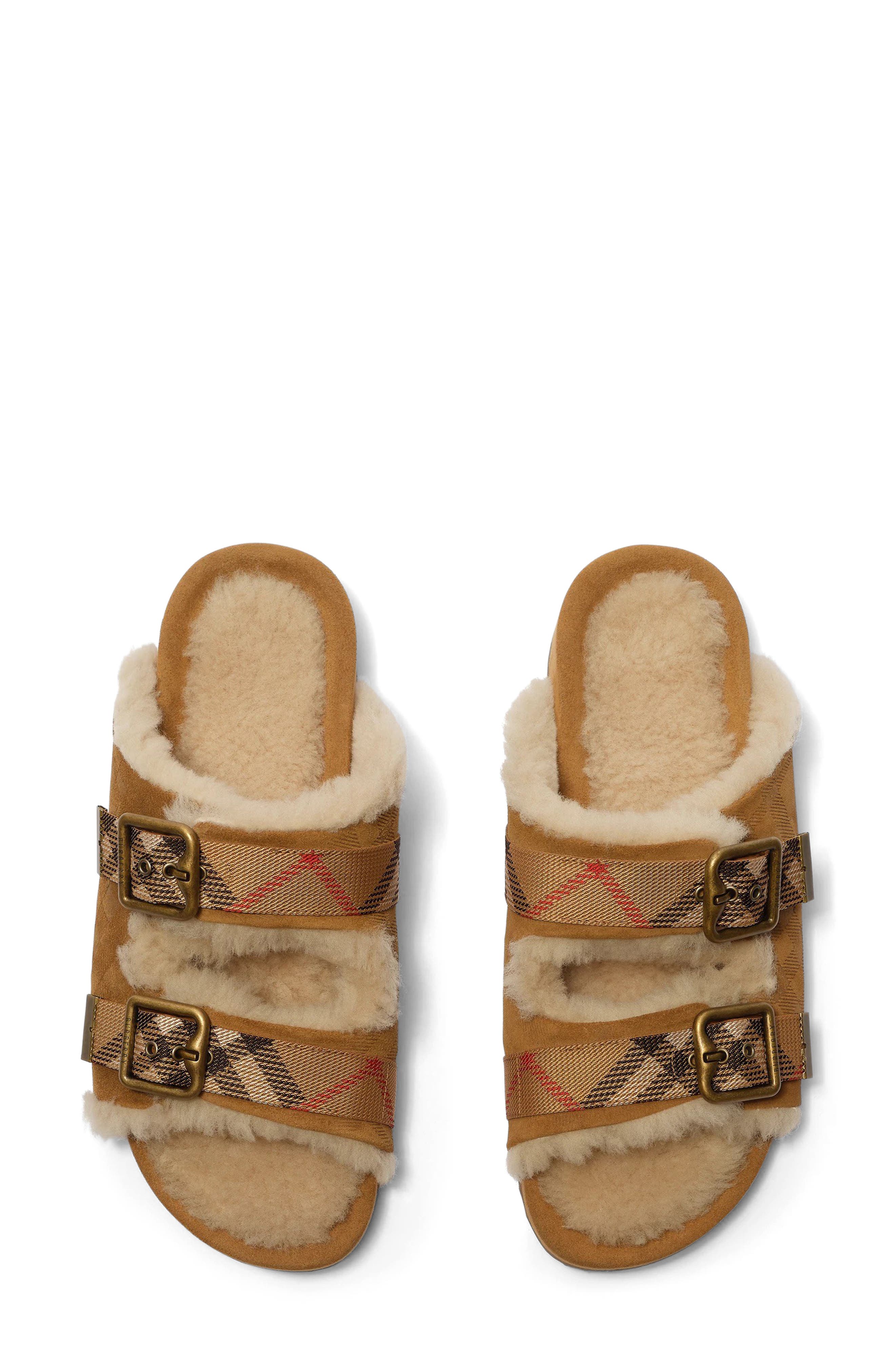 Urchin Genuine Shearling Slide Sandal, Alternate, color, JUTE