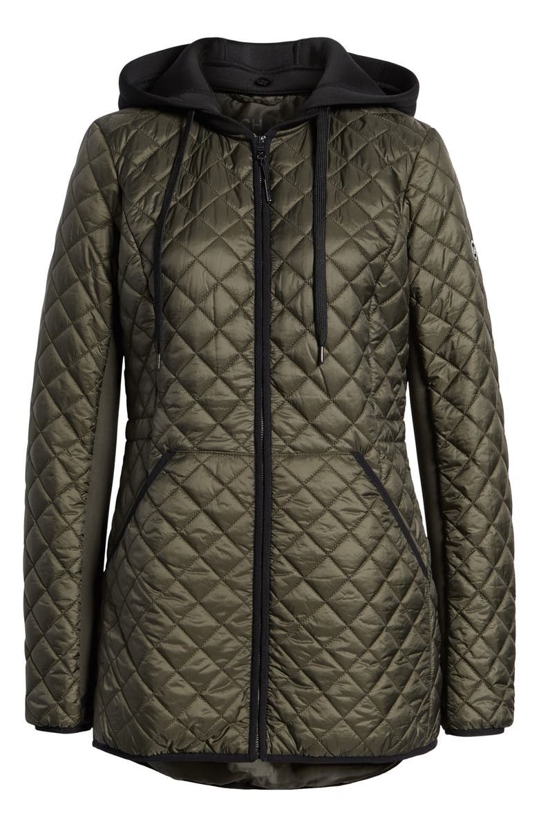 MICHAEL Michael Kors Diamond Quilted Hybrid Hooded Jacket, Alternate, color,