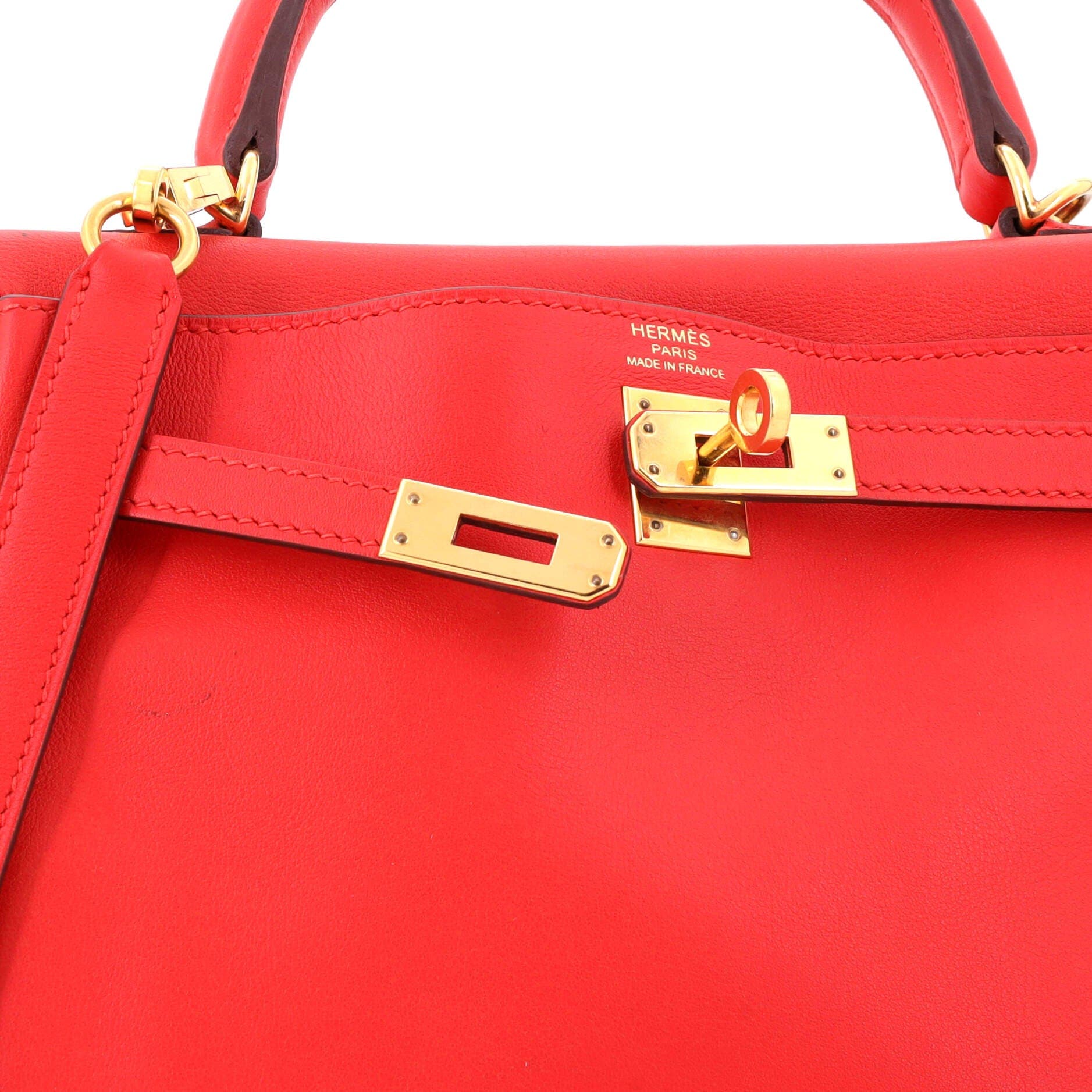 Pre-Owned Hermes Kelly Handbag Red Swift with Gold Hardware 25, Alternate, color, Rouge Tomate