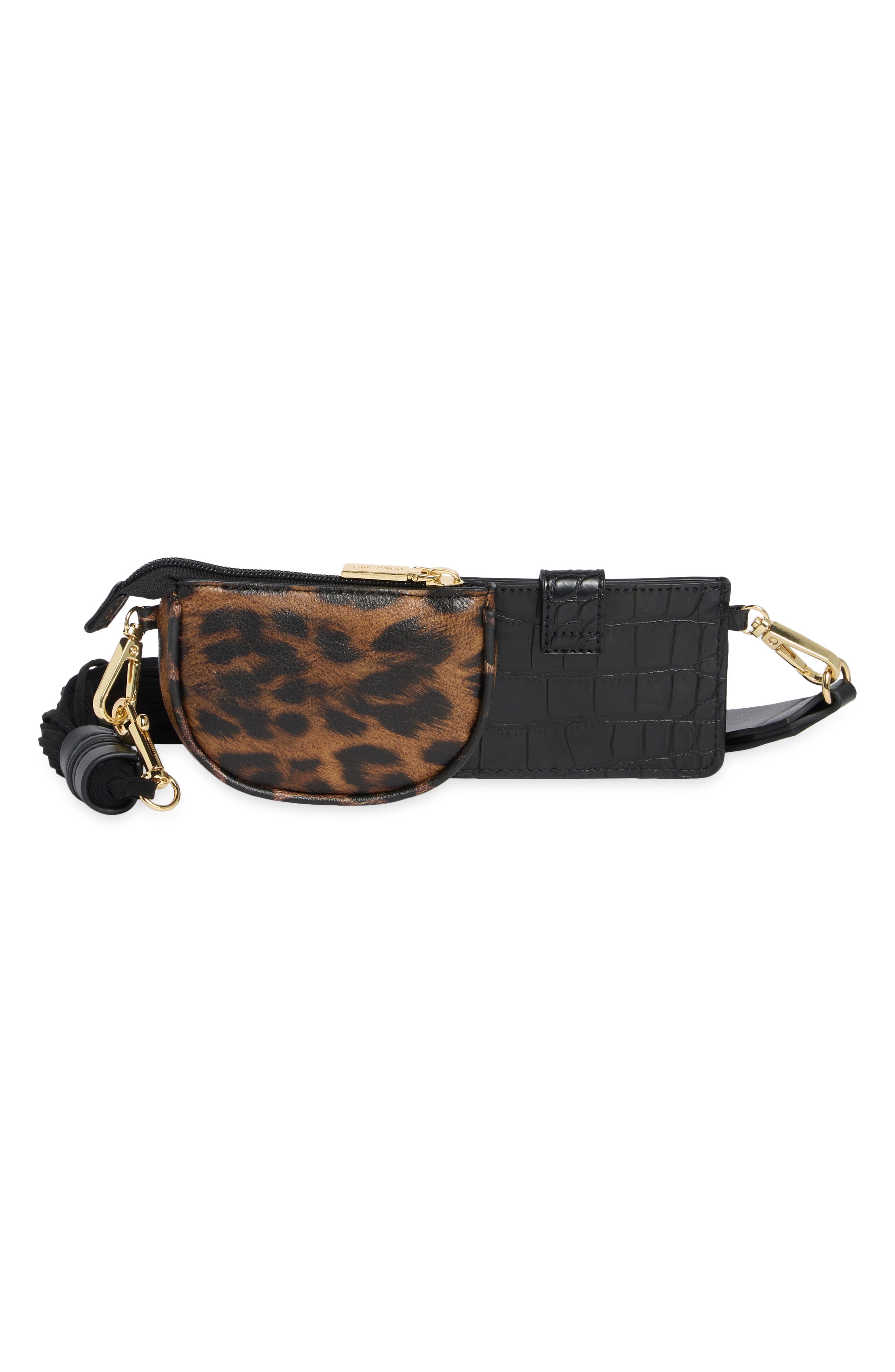 Mirela Faux Leather Bag Charm Set, Alternate, color, BLACK/ MULTI