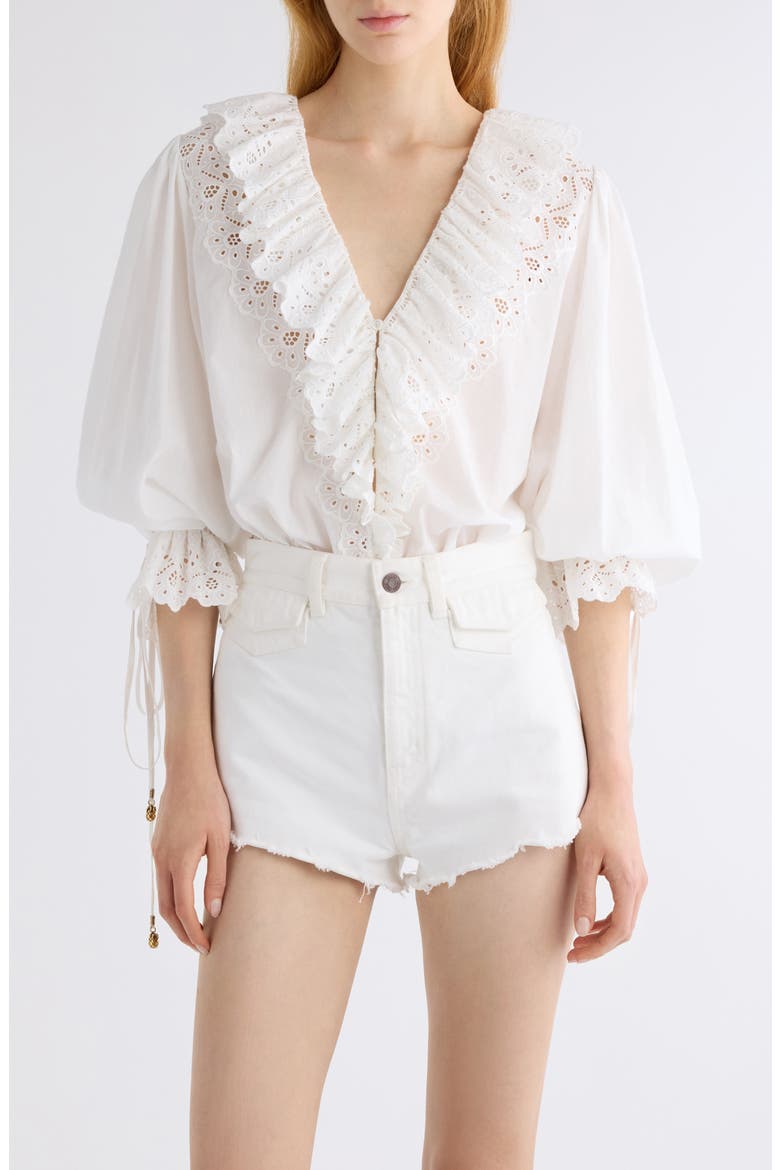 Heriter cotton voile blouse オフホワイト Ruffle Cotton Voile Top (Women) | Nordstrom