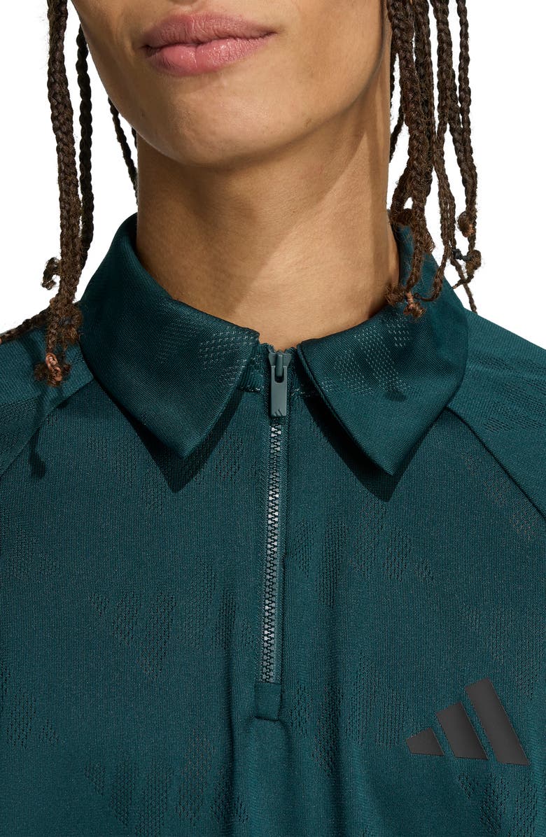 adidas Stadium Jacquard Polo, Alternate, color, Aurora Ivy/ Black
