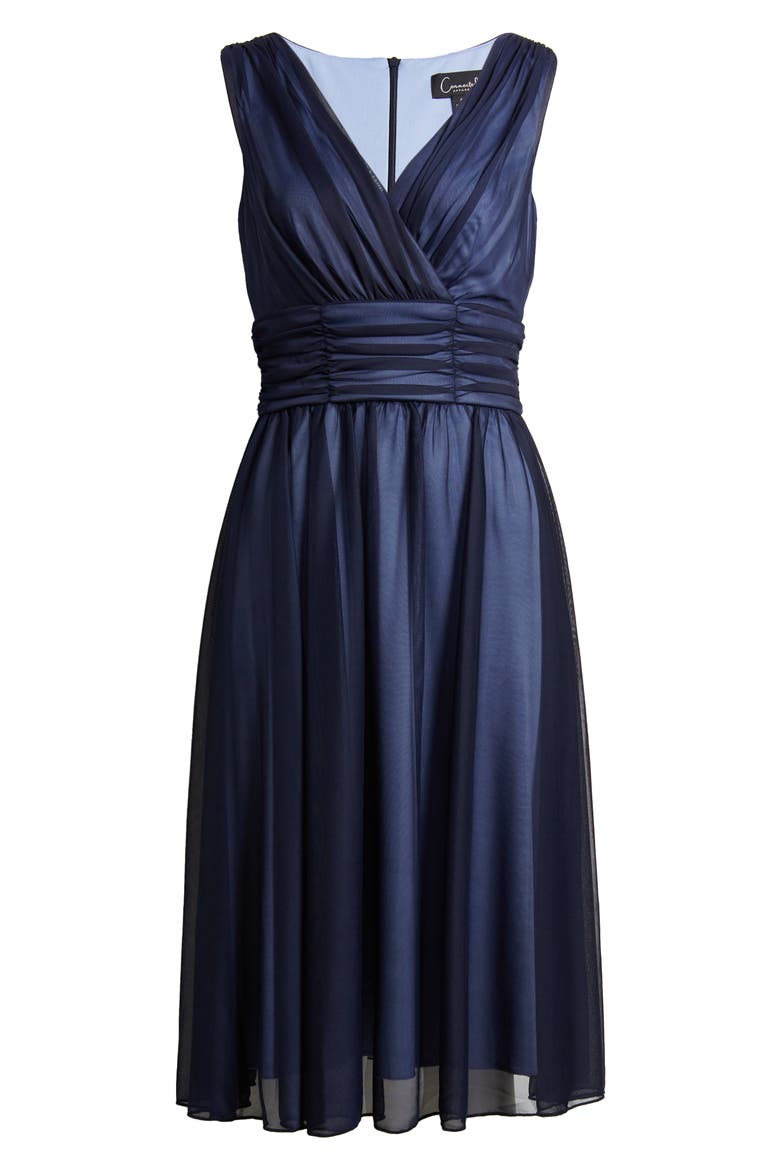 Chiffon Overlay Fit & Flare Dress, Alternate, color, NAVY/ SLATE
