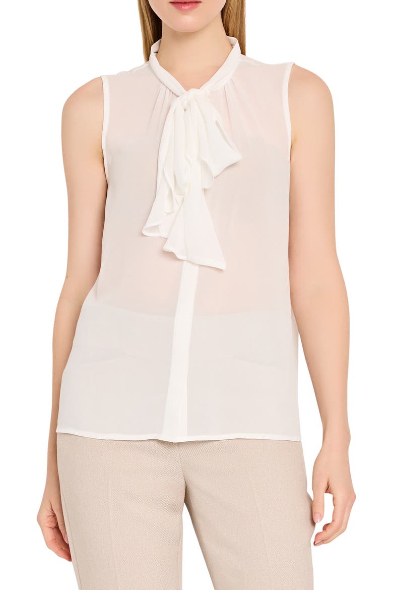 Ruffle Tie Sleeveless Top, Main, color, IVORY