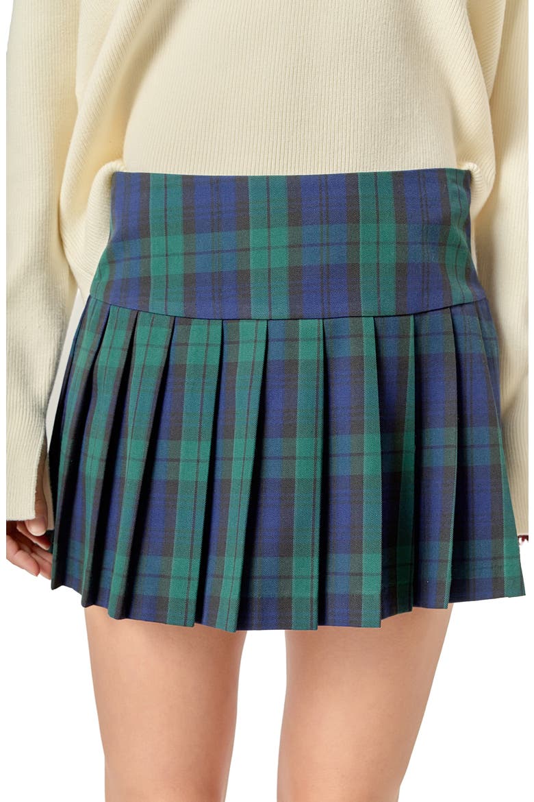 Pleated Plaid Mini Skort, Alternate, color, GREEN MULTI