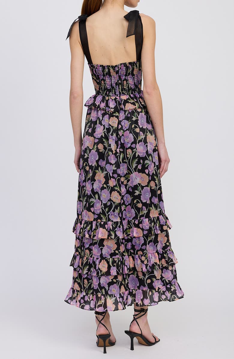 En Saison Becca Floral Tiered Dress, Alternate, color, Black Purple Orange