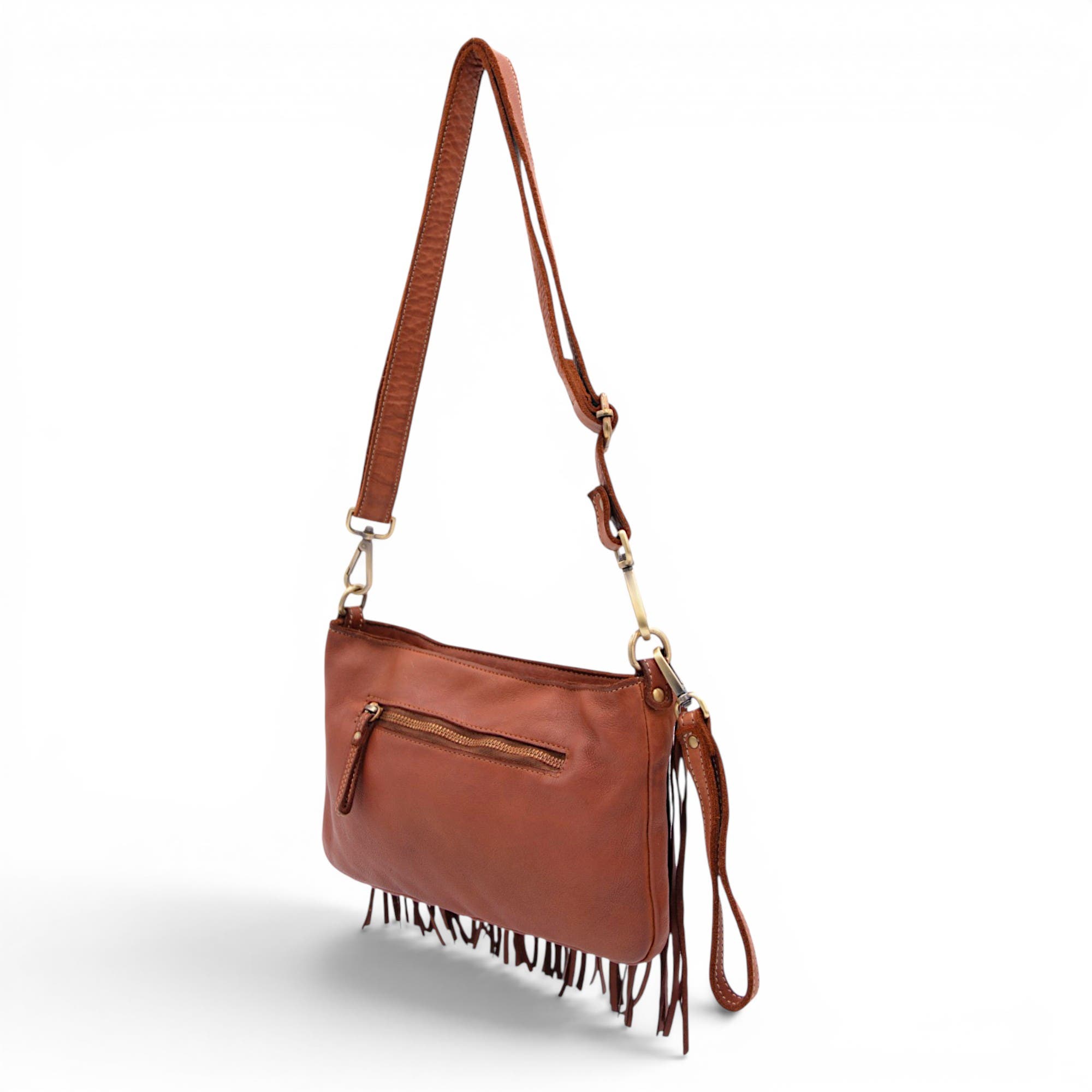Bolsa Nova Handbags Fringe Crossbody, Alternate, color, Cognac