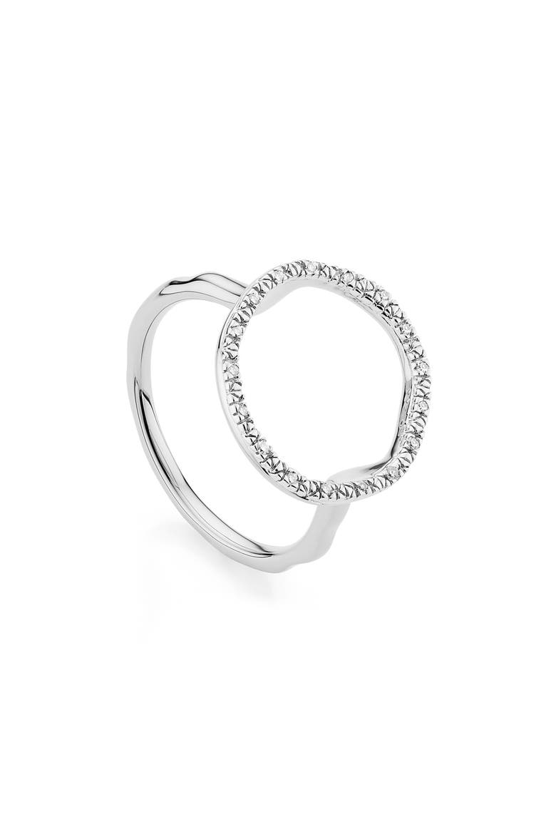 Riva Circle Diamond Ring, Main, color, SILVER/ DIAMOND