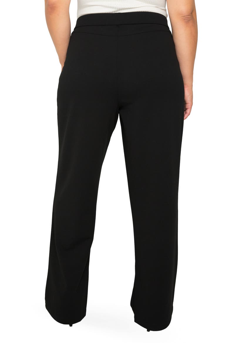 High Waist Stretch Crepe Trousers, Alternate, color, BLACK