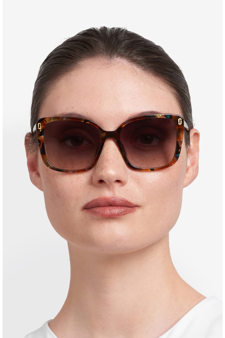 56mm Gradient Butterfly Sunglasses, Alternate, color, BROWN GREEN HAVANA/ BROWN SF
