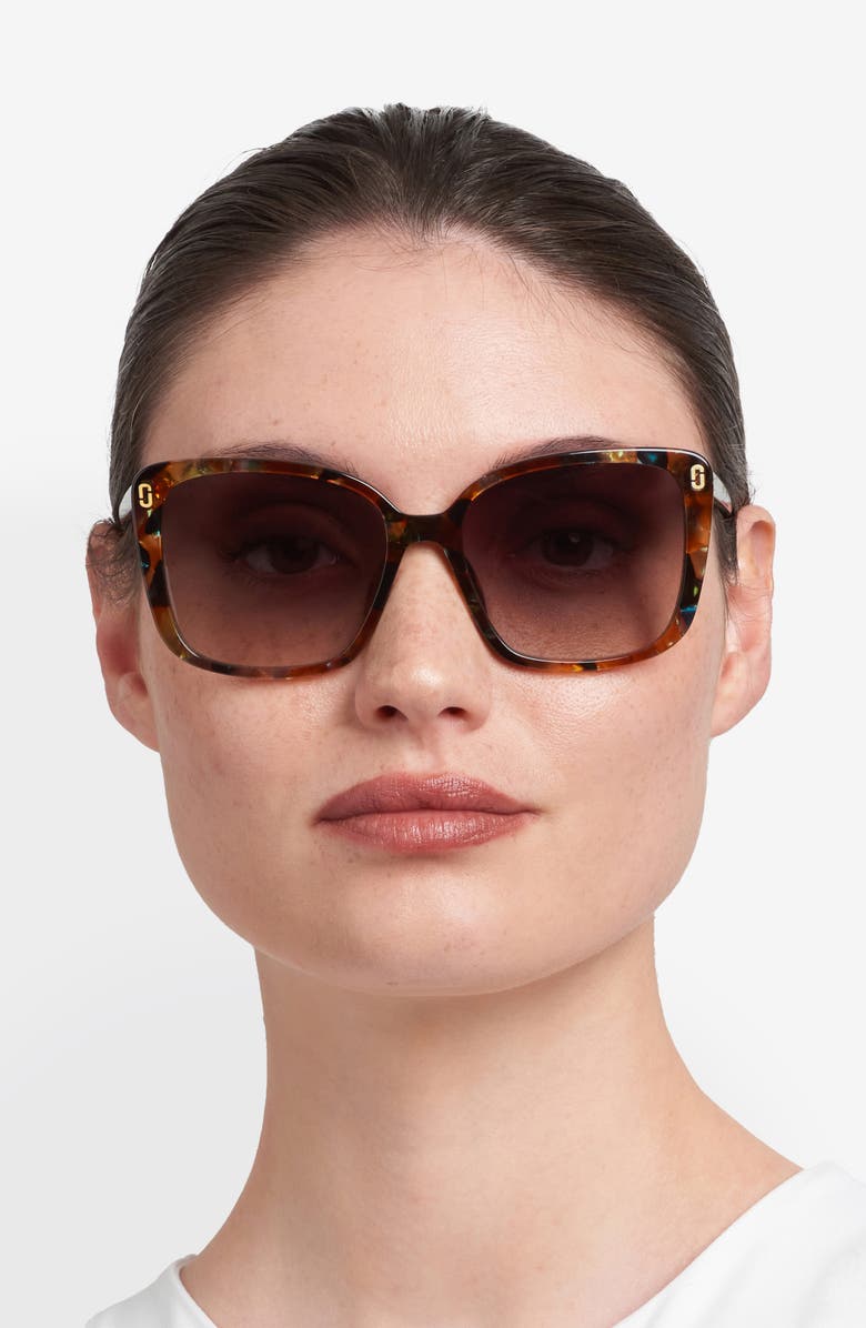 Marc Jacobs 56mm Gradient Butterfly Sunglasses, Alternate, color, Brown Green Havana/ Brown Sf