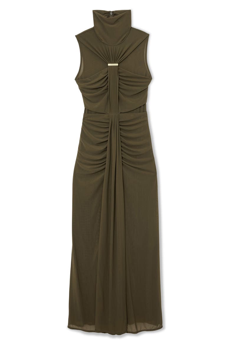 Collette Ruched Maxi Dress, Alternate, color, KHAKI GREEN
