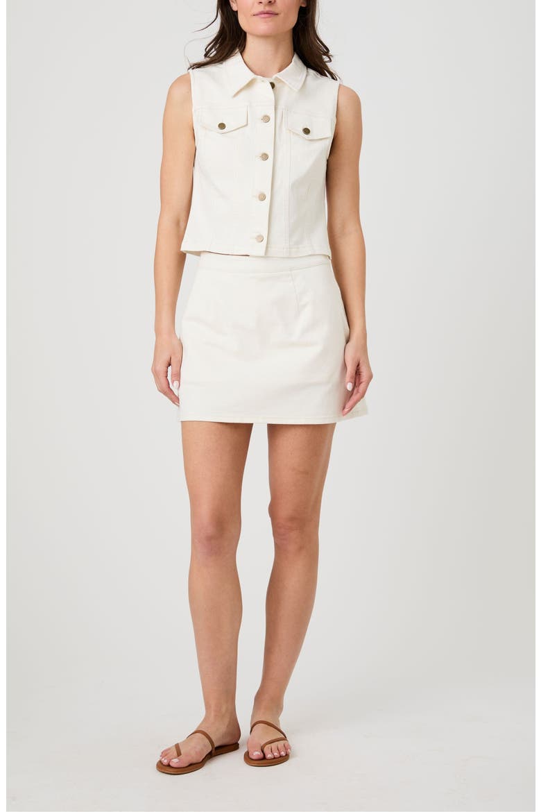 Denim Miniskirt, Alternate, color, ECRU