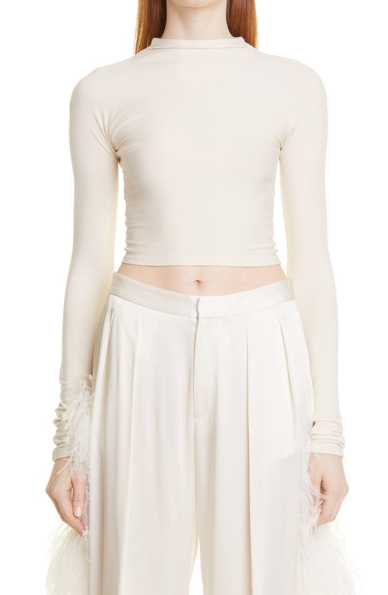 LAPOINTE Funnel Neck Crop Top, Main, color, 