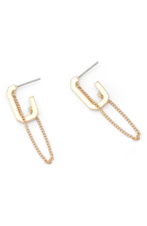 Allsaints Swag Hexagon Chain Drop Huggie Hoop Earrings In Gold