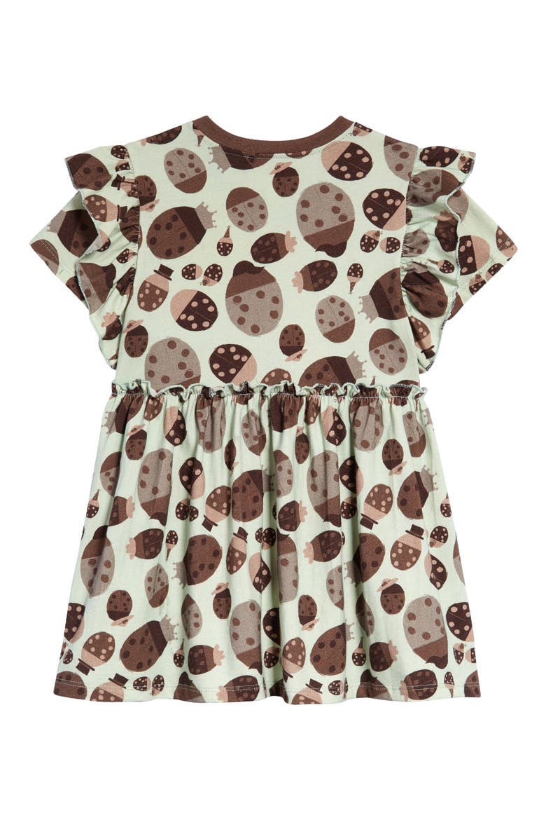 Ladybug Ruffle Organic Cotton Dress, Alternate, color, BROWN/ BEIGE/ GREEN