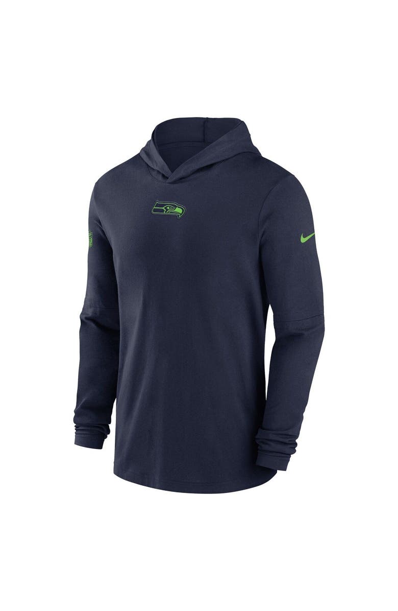 Nike Men's Nike College Navy Seattle Seahawks Sideline Performance Long Sleeve Hoodie T-Shirt, Alternate, color, 