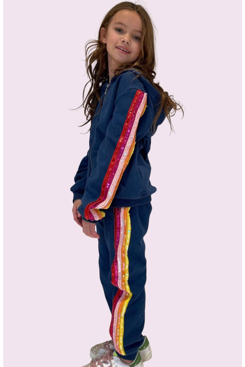 Navy Sequin Hoodie Trackset, Alternate, color, Blue