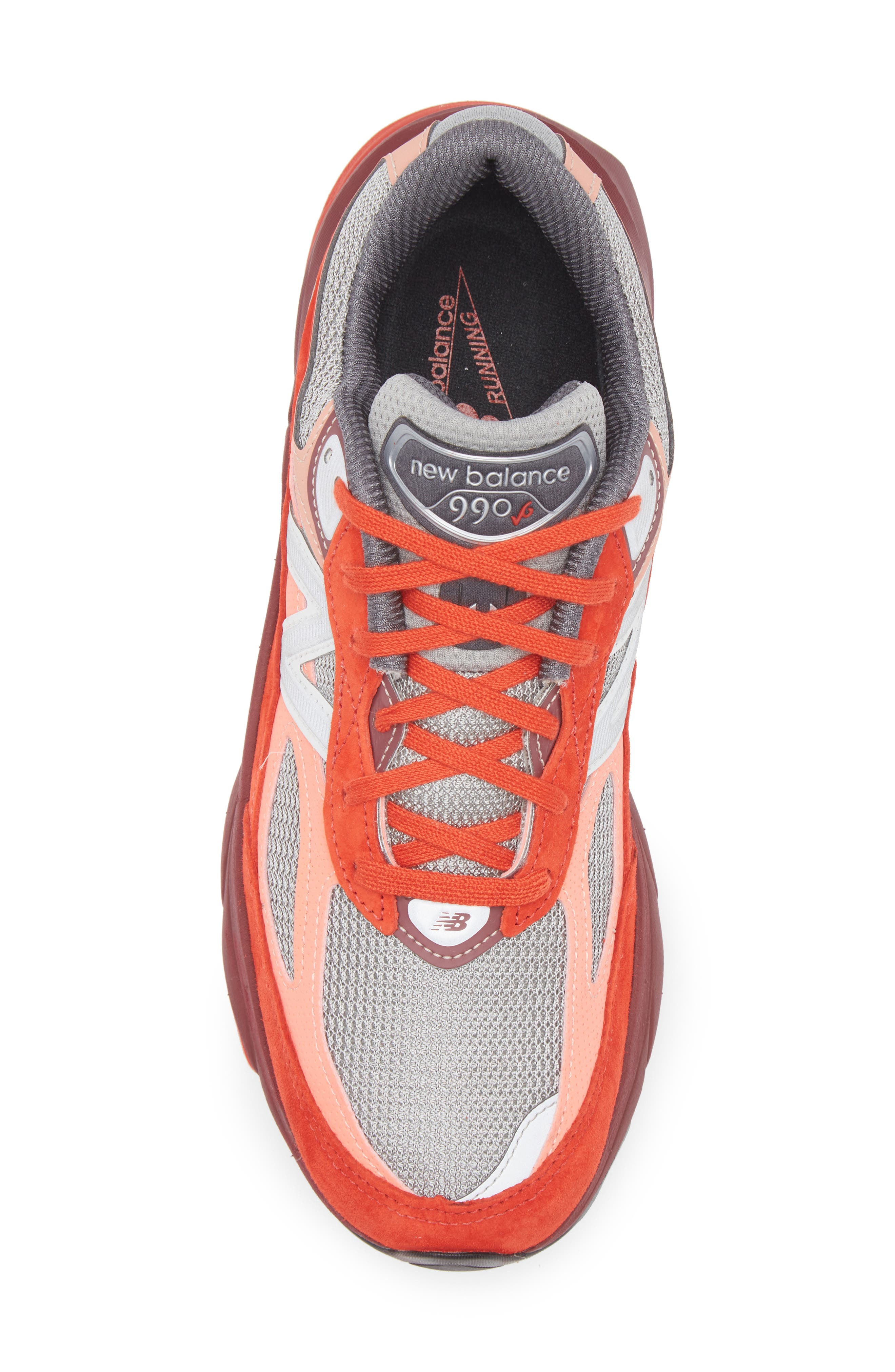 New Balance Gender Inclusive Made in USA 990 v6 Sneaker, Alternate, color, Molten Lava/ Monarch Burgundy