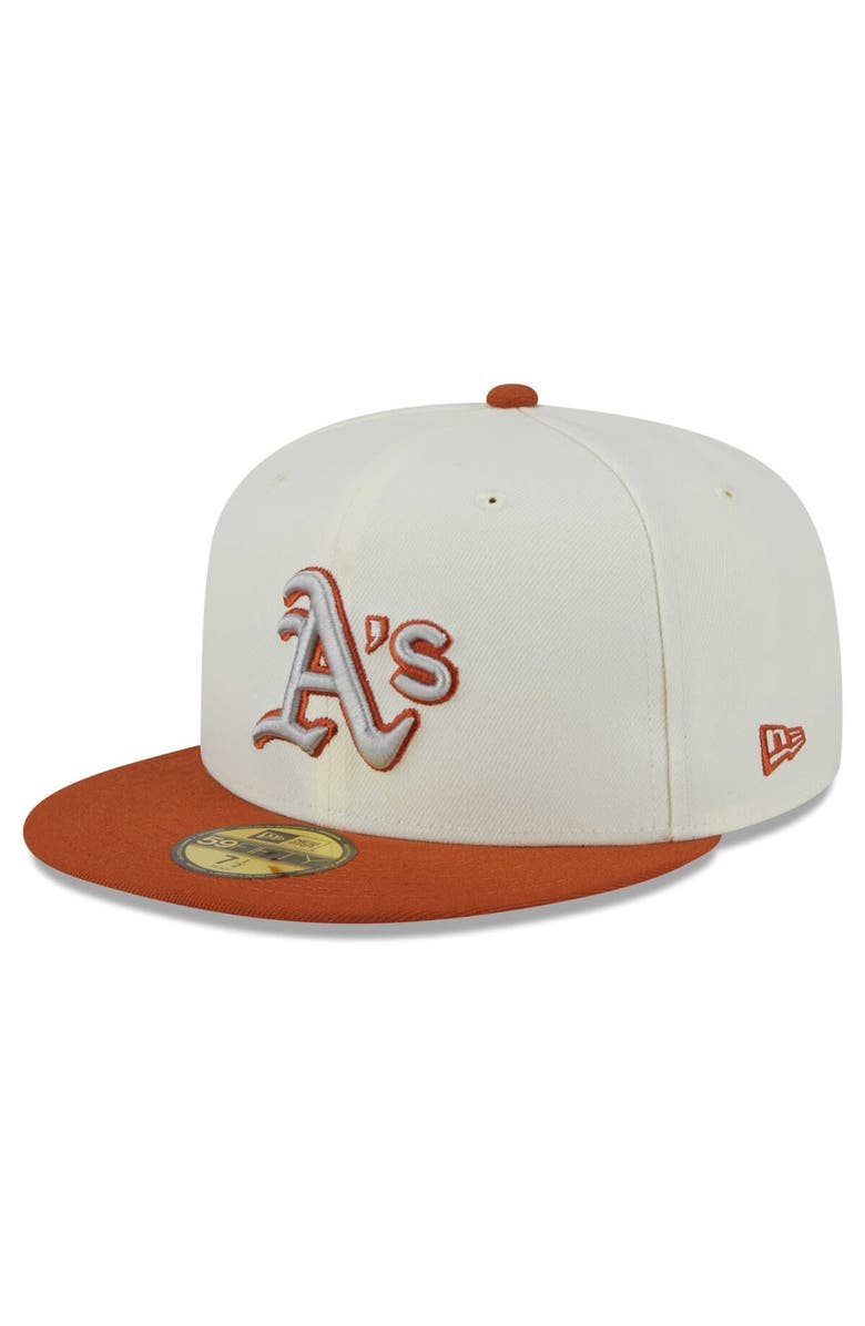 New Era Men's New Era Cream/Orange Oakland Athletics 59FIFTY Fitted Hat, Alternate, color, Cream