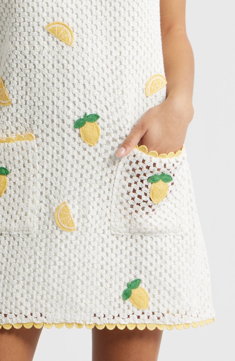 Saylor Wynn Sleeveless Crochet Minidress, Alternate, color, Bright White