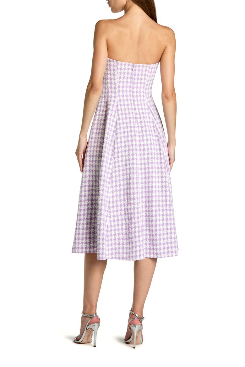Women’s Strapless Bouclé Midi Dress with Embellished Floral Detail, Alternate, color, Lilac