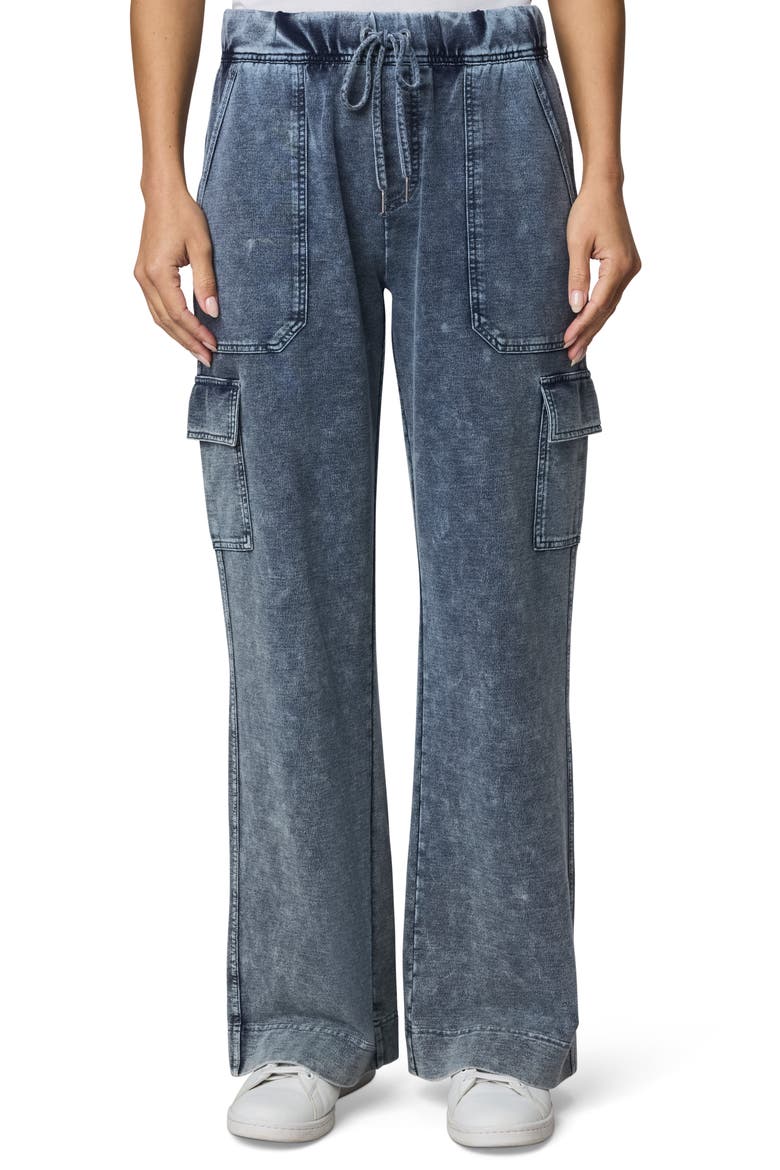 Gwen Indigo Cotton Blend Terry Cargo Sweatpants, Main, color, INDIGO BLUE