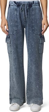 Splendid Gwen Indigo Cotton Blend Terry Cargo Sweatpants
