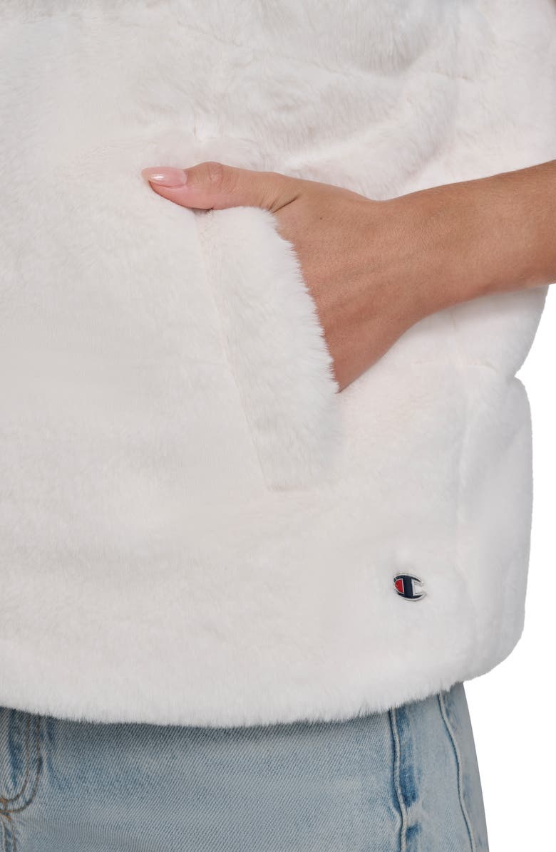 Champion Faux Fur Puffer Vest, Alternate, color, Cream