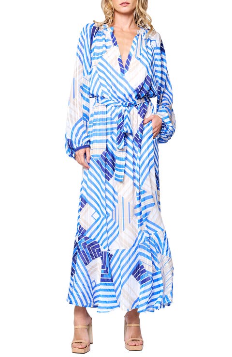 Gaeley Print Tie Waist Long Sleeve Maxi Dress