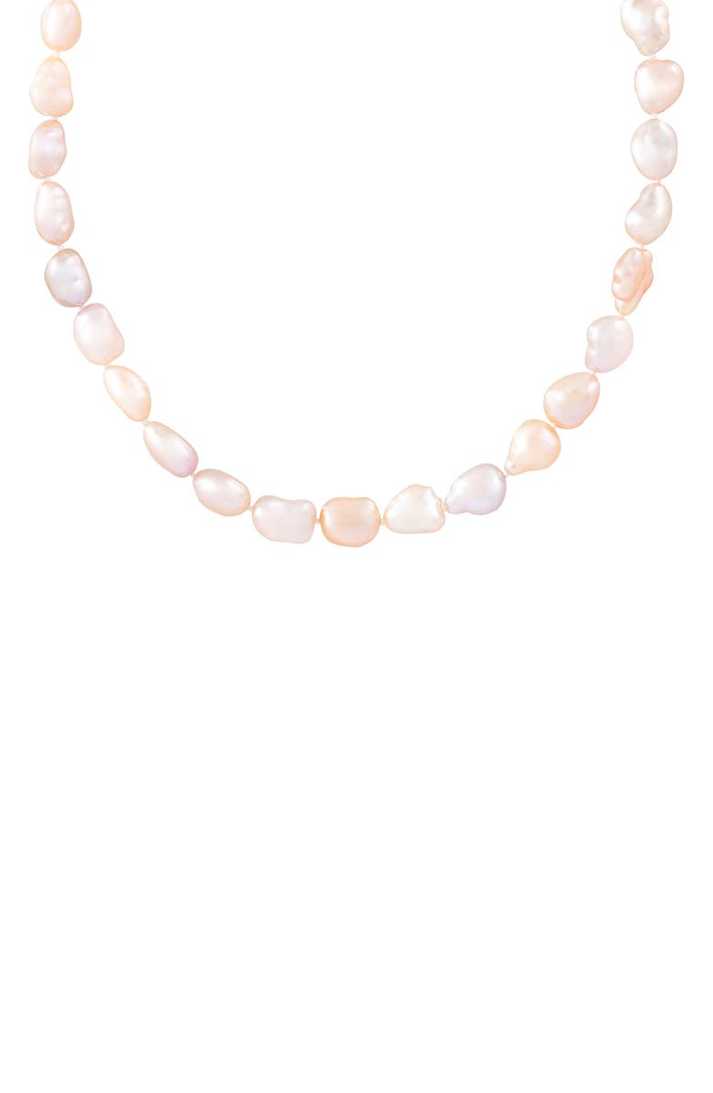 SPLENDID PEARLS Rhodium Plated Sterling Silver 8-9mm Pink Cultured Freshwater Pearl Necklace, Main, color, Pink