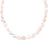 SPLENDID PEARLS Rhodium Plated Sterling Silver 8-9mm Pink Cultured Freshwater Pearl Necklace