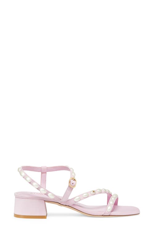 Stuart Weitzman Pearlita 35 Faux Pearl-embellished Suede Sandals In Blossom