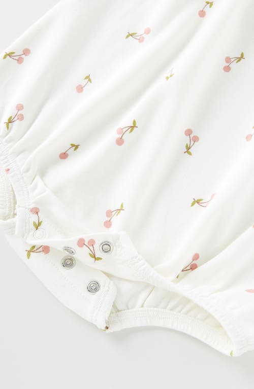 Nordstrom Print Cotton Jersey Ruffle Romper In White