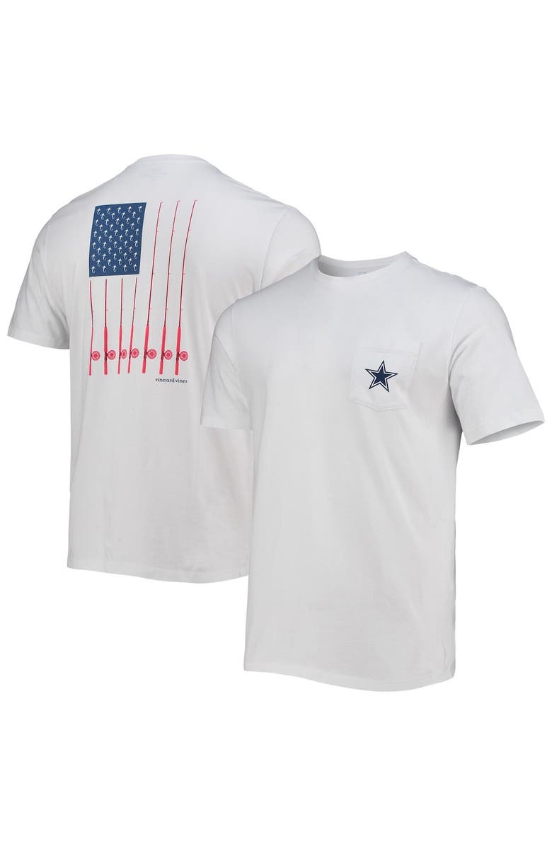 vineyard vines Men's Vineyard Vines White Dallas Cowboys Rod Flag Pocket T-Shirt, Main, color, 