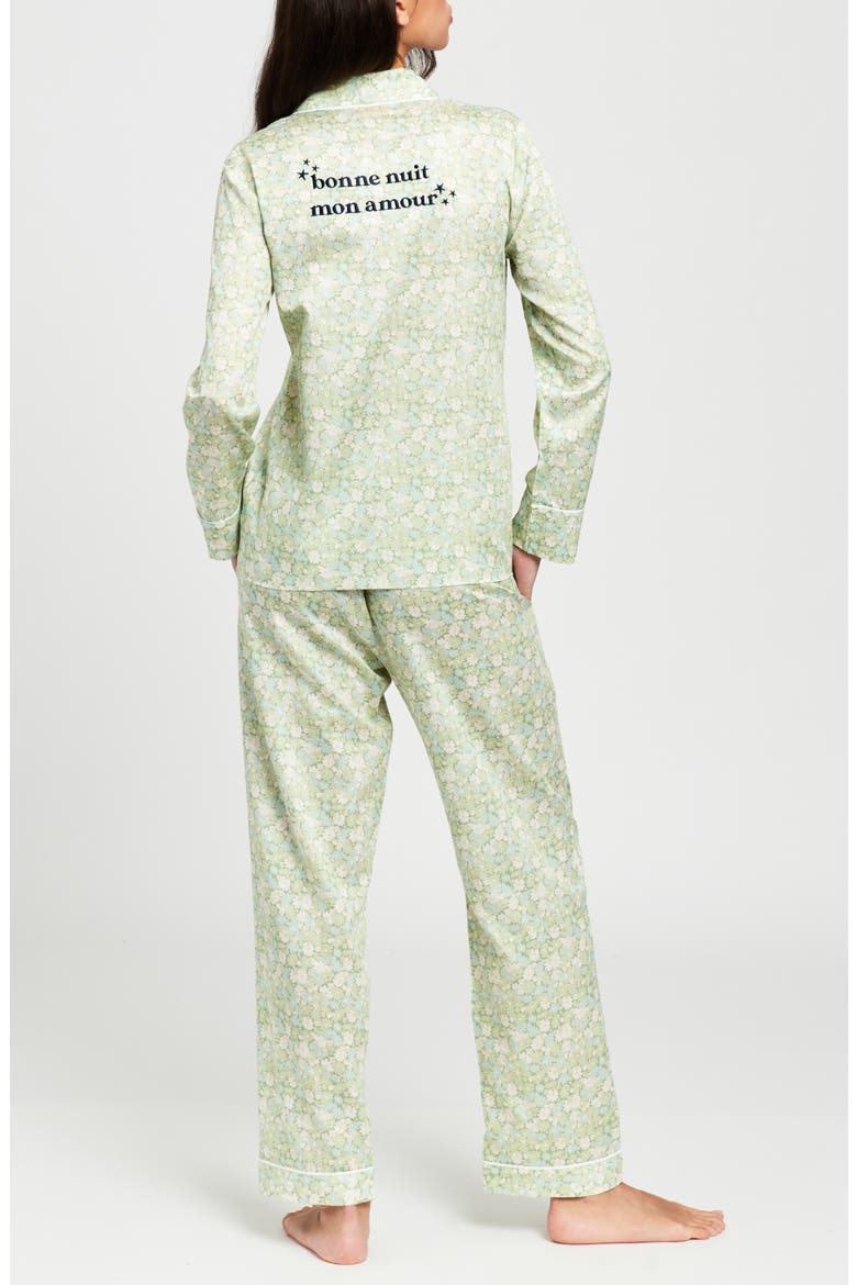 Peppermint Floral Cotton Sateen Pajamas, Alternate, color, GREEN