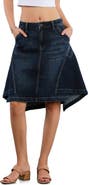 Wash Lab Denim The Austin Asymmetric Hem Pieced Denim Midi Skirt
