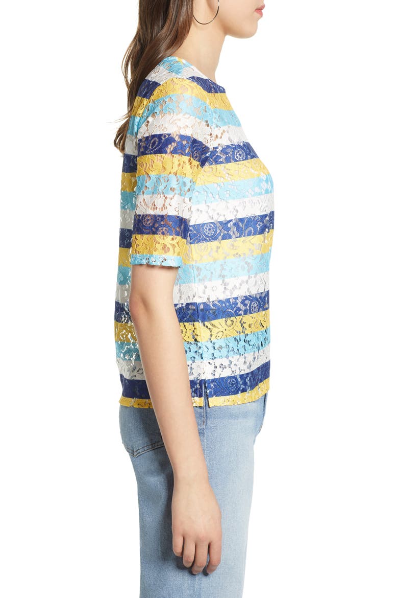 Easy Lace Top, Alternate, color, BLUE- YELLOW STRIPE