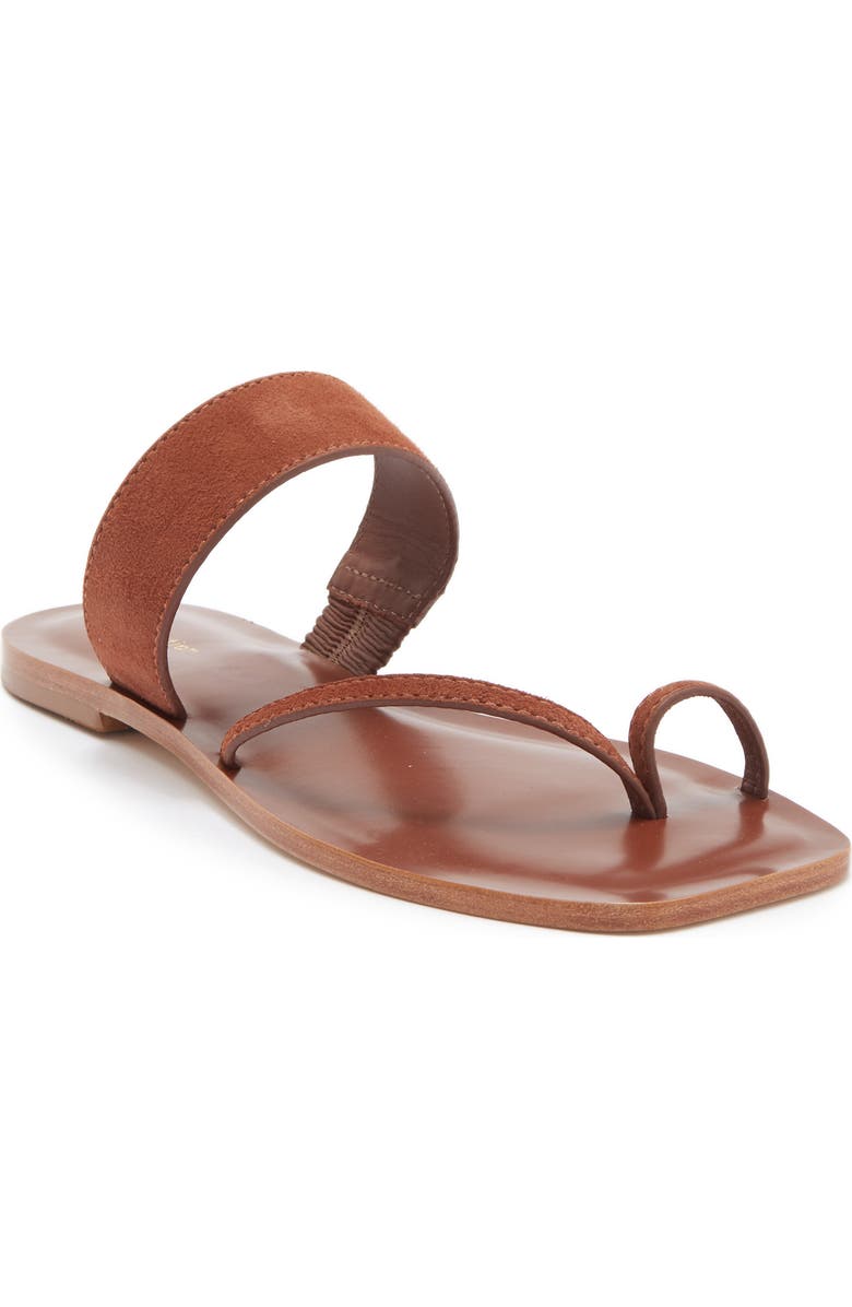 Reformation Sawyer Toe Loop Slide Sandal, Main, color, Walnut Suede
