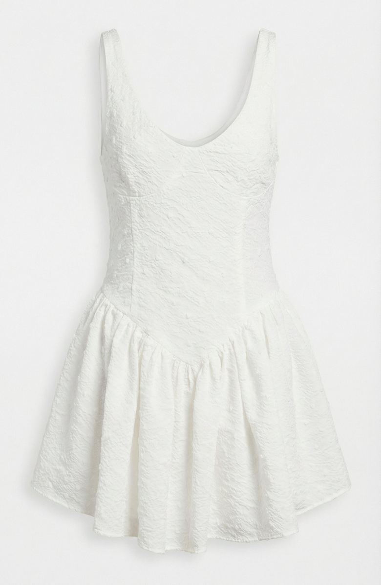 Modenaire Textured Sleeveless Drop Waist Mini Dress, Alternate, color, White