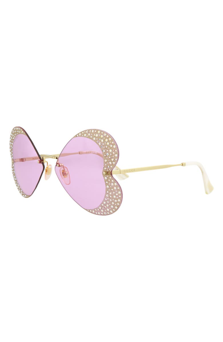 Gucci 65mm Special Edition Oversize Square Optical Glasses, Alternate, color, Gold Gold Pink