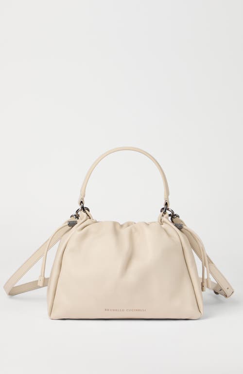 Brunello Cucinelli Small Soft Leather Mellow Bucket Bag In White