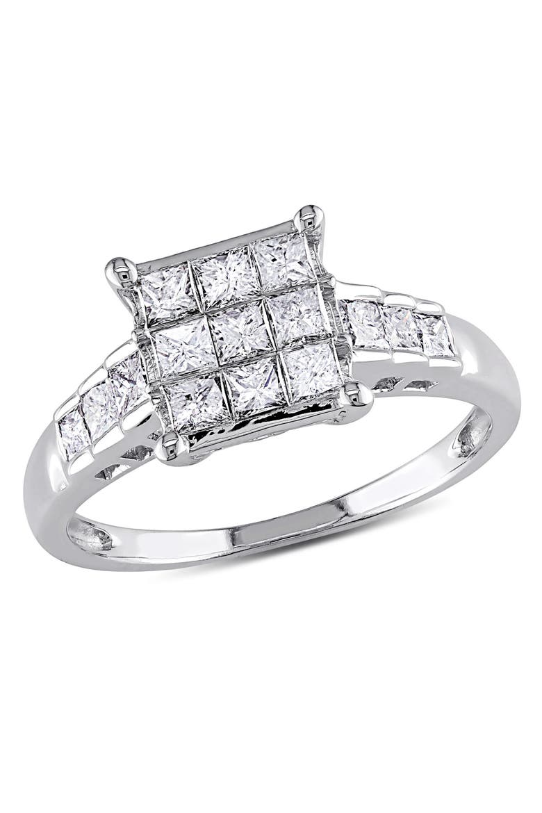 Diamond Princess Cluster Ring 14k, Main, color, 14K White Gold