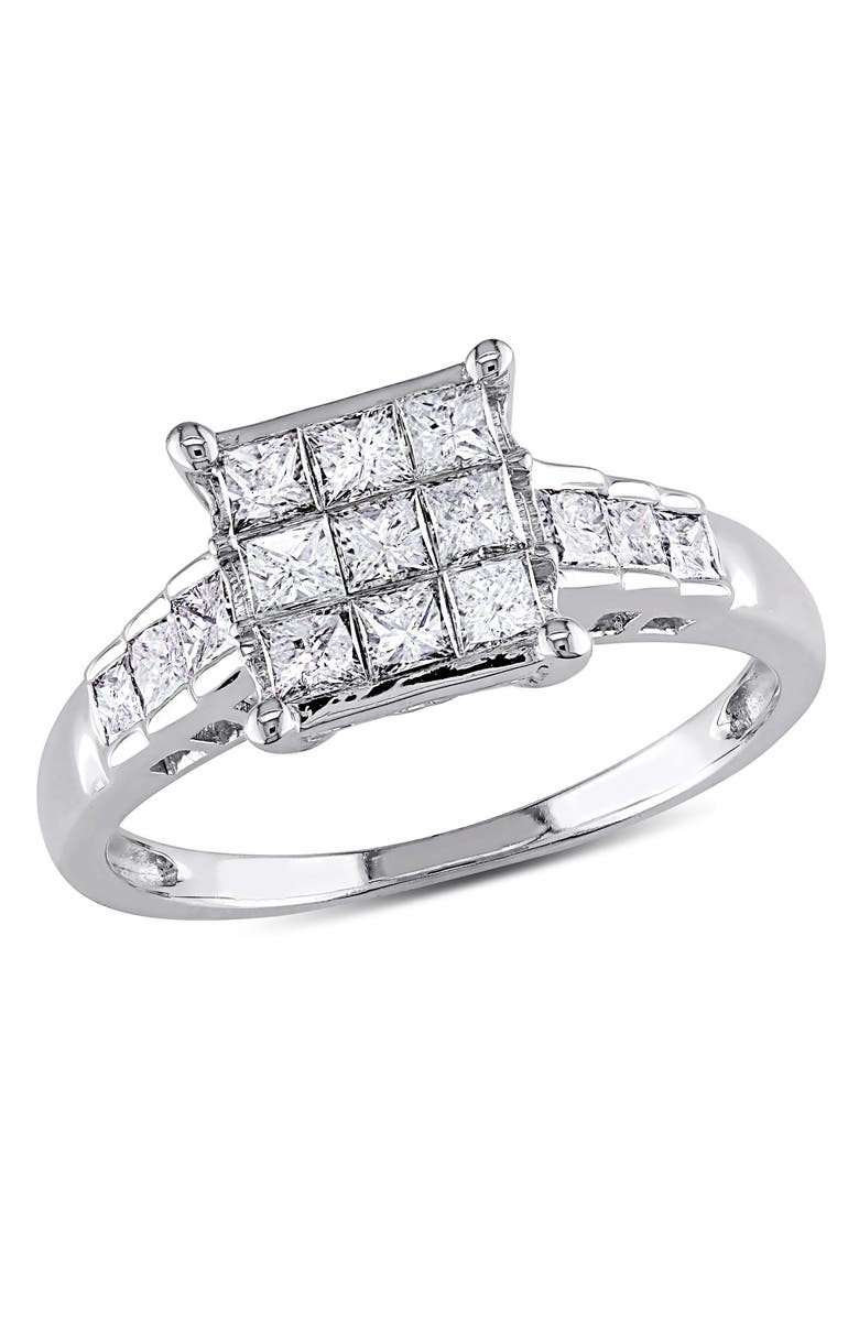 Julianna B. Diamond Princess Cluster Ring 14k, Main, color, 14K White Gold