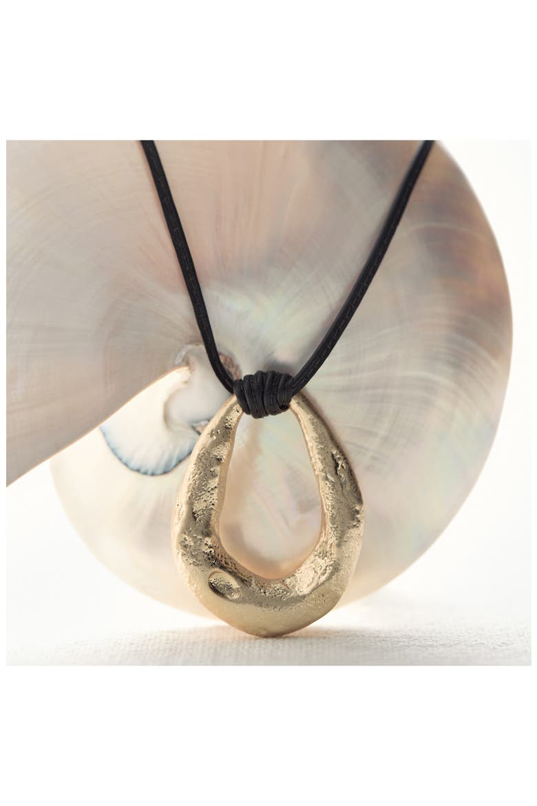 Momo Molten Link Pendant Necklace, Alternate, color, GOLD TONE/ BROWN