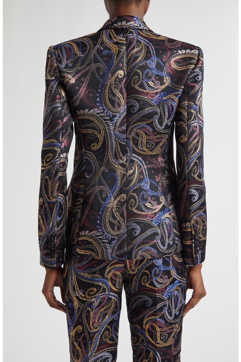 Paisley Duchesse Satin Blazer, Alternate, color, MULTICOLOR BLACK BASE