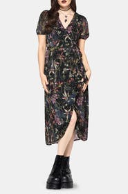 Disturbia Elide Black Orchid Wrap Midi Dress