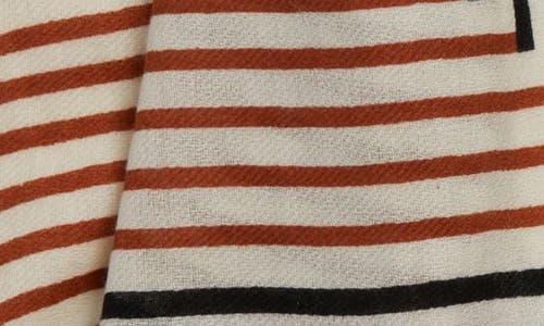 Nordstrom Printed Wool & Cashmere Tissue Wrap In Ivory Curved Stripes